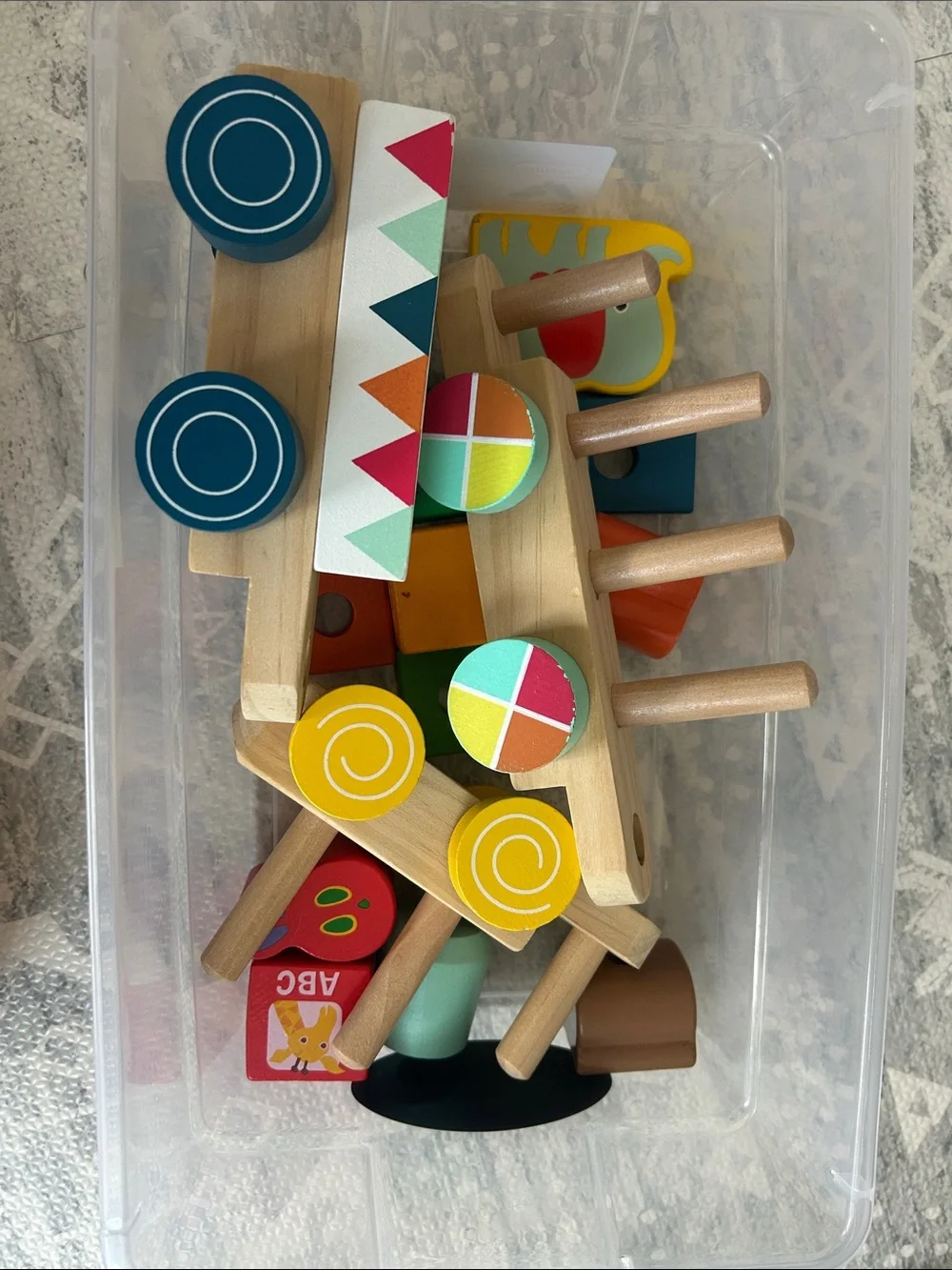 Wooden Animal Building Blocks Train Toy - Multicolor